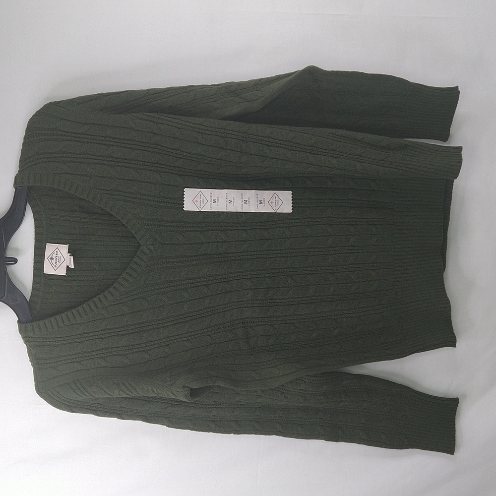 Women's Cable Hunter Green Knit  Sweater Size: M